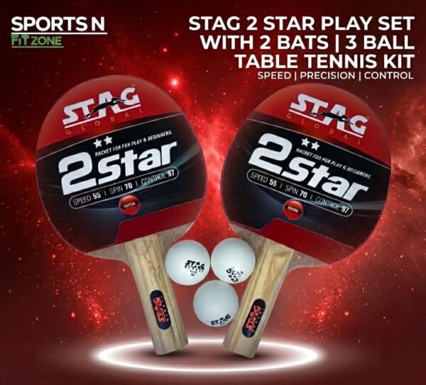 STAG 2 STAR PLAY SET WITH 2 BATS | 3 BALLS TABLE TENNIS KIT