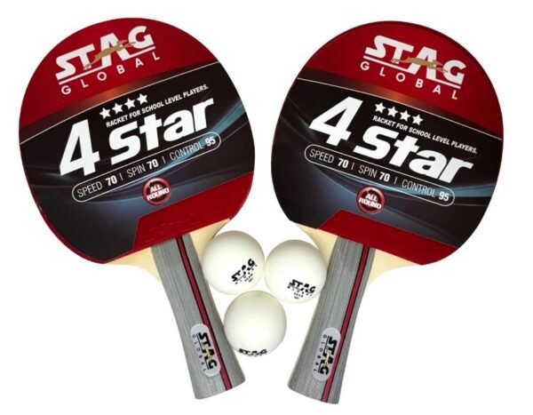 STAG 4 STAR PLAY SET WITH 2 BATS | 3 BALL TABLE TENNIS KIT