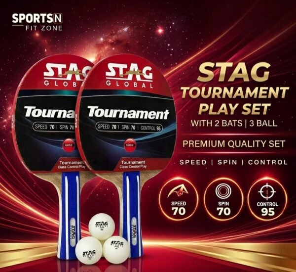 STAG TOURNAMENT PLAYSET WITH 2 BATS|3 SEAM BALLS TABLE TENNIS KIT