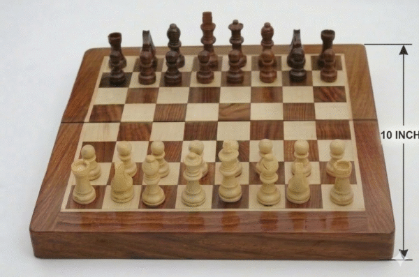 Vikal Industries Solid wood Folding magnetic chess 10 inch
