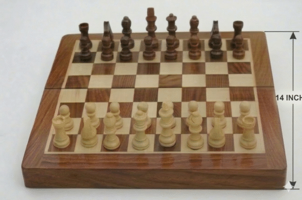 Vikal Industries Solid wood Folding magnetic chess 14 inch