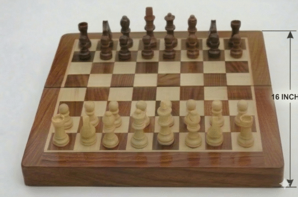 Vikal Industries Solid wood Folding magnetic chess 16 inch