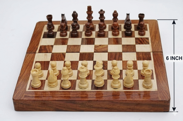 Vikal Industries Solid wood Folding magnetic chess 6 inch