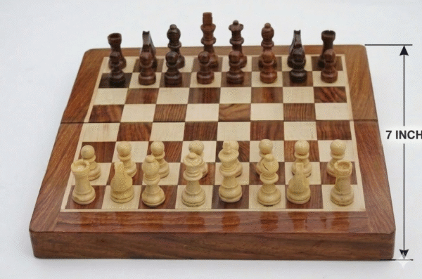 Vikal Industries Solid wood Folding magnetic chess 7 inch