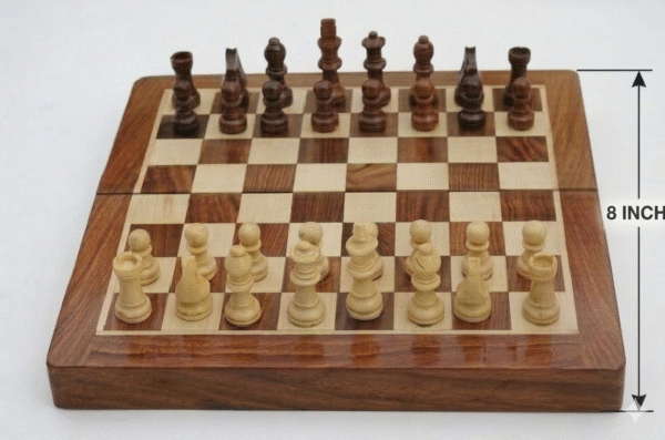 Vikal Industries Solid wood Folding magnetic chess 8 inch